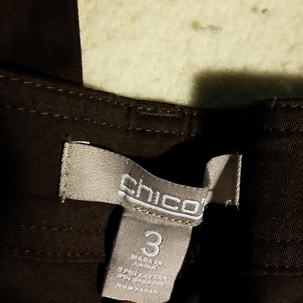 Chicos 3 Brown Crop Pants Rhinestones XL - Picture 4 of 5